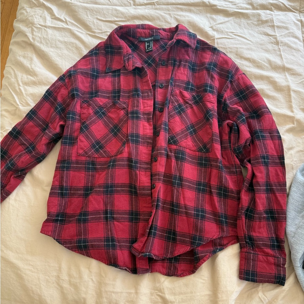 Forever 21 Red and Black Plaid Flannel Shirt
